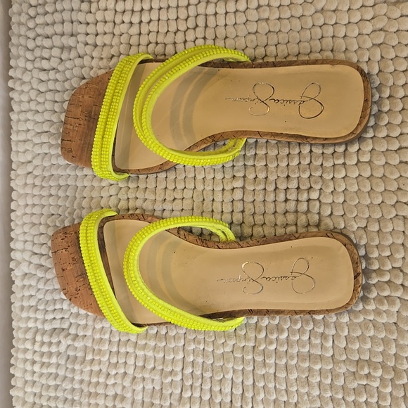 Jessica Simpson Embellished Neon Double Strap Slide Sandals size 7 - Picture 4 of 5